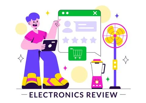 Electronics Review Vector Illustration with Customer Ratings on Service Qua.. Stock Illustration