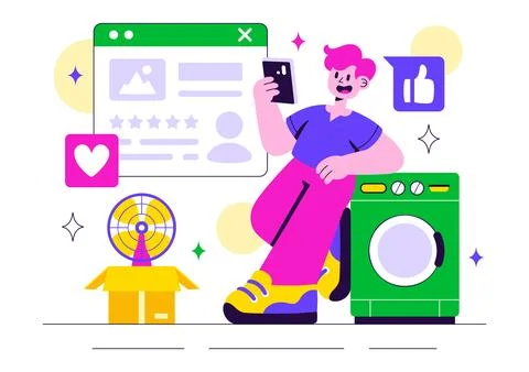Electronics Review Vector Illustration with Customer Ratings on Service Qua.. Stock Illustration