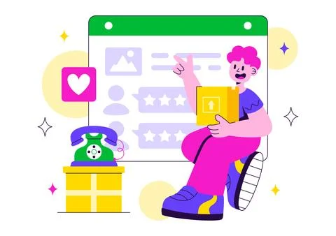 Electronics Review Vector Illustration with Customer Ratings on Service Qua.. イラスト素材