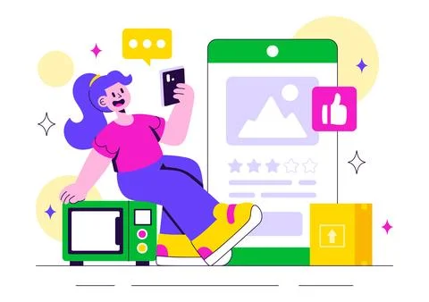 Electronics Review Vector Illustration with Customer Ratings on Service Qua.. Stock Illustration