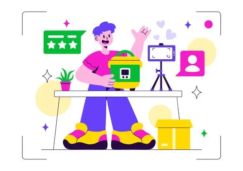 Electronics Review Vector Illustration with Customer Ratings on Service Qua.. Illustrazione stock