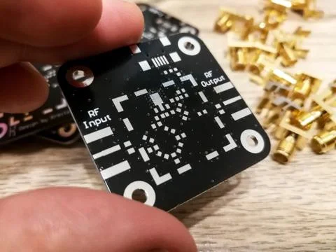 Electronics RF PCB without soldered components Stock Photos