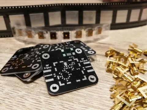 Electronics RF PCB without soldered components Stock Photos