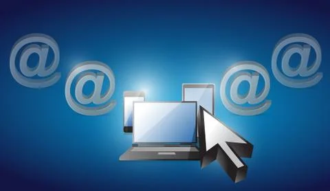 Electronics selected on a blue background illustration design Stock Illustration