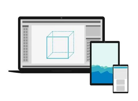 Electronics set with different screens Stock Illustration