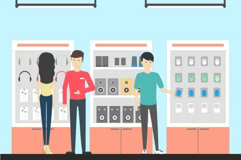 Electronics shop inside. Stock Illustration