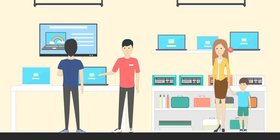 Electronics shop inside. Stock Illustration