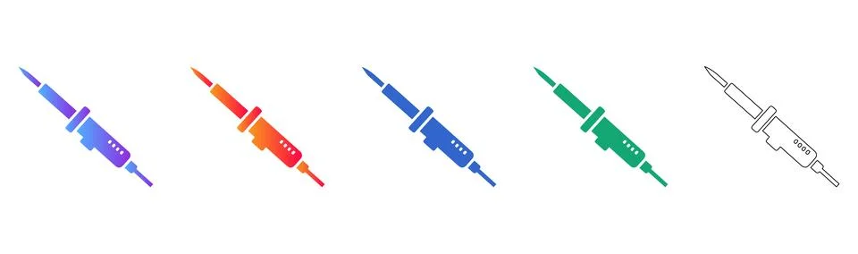 Electronics Soldering Tool Icon Set Stock Illustration