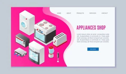 Electronics store and home appliances vector web illustration. Toaster Stockillustratie