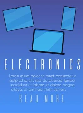 Electronics store banner or flyer, poster for social media, vector illustration. Illustrazione stock