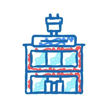 Electronics store building icon doodle illustration Stock Illustration