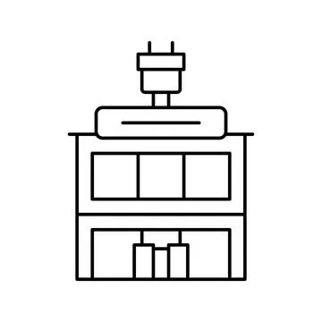 Electronics store building line icon vector illustration Stock Illustration