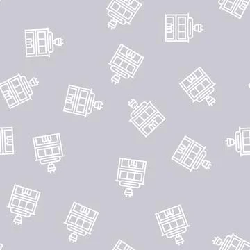 Electronics store building line seamless pattern Stockillustratie