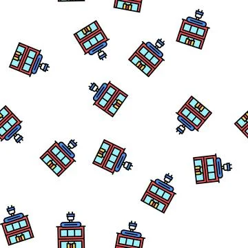 Electronics store building vector seamless pattern Stock Illustration
