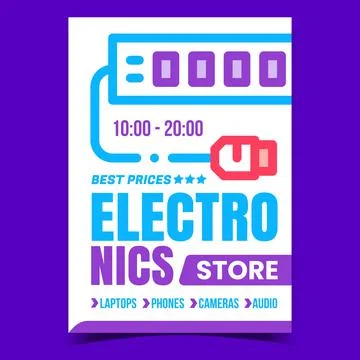 Electronics Store Creative Promotion Banner Vector Stock Illustration