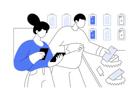 Electronics store isolated cartoon vector illustrations. Stock Illustration