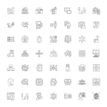 Electronics store linear icons, signs, symbols vector line illustration set Stock Illustration