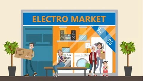 Electronics store in mall. Stock Illustration