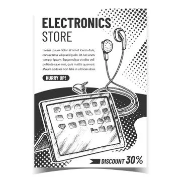 Electronics Store Promo Advertising Poster Vector Stock Illustration