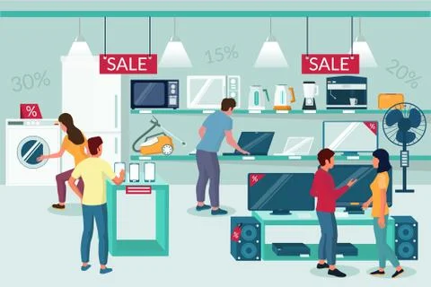 Electronics store sale promotion, vector flat illustration Stock Illustration