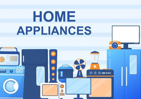 Electronics Store that Sells Computers, TV, Cellphones and Buying Home Applia Stock Illustration