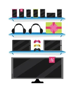 Electronics store semi flat color vector object Stockillustratie