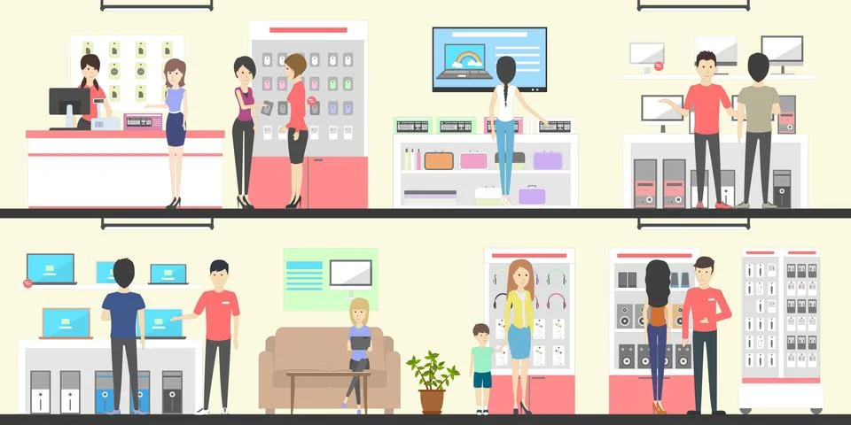 Electronics store set. Stock Illustration