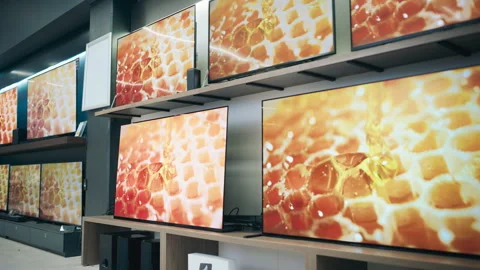 Electronics Store with TV Screens Stock Footage 243818283