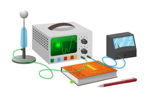 Electronics Studies with Equipment Illustration Stockillustratie
