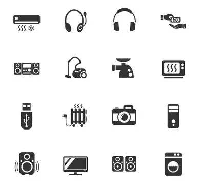 Electronics supermarket icon set Stock Illustration
