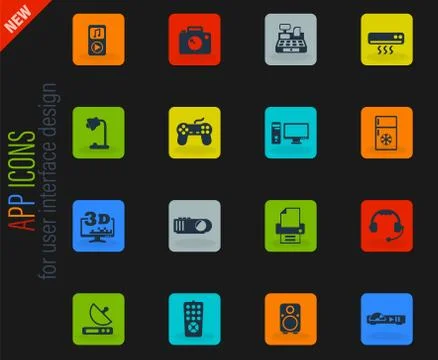Electronics supermarket icon set 库存插图