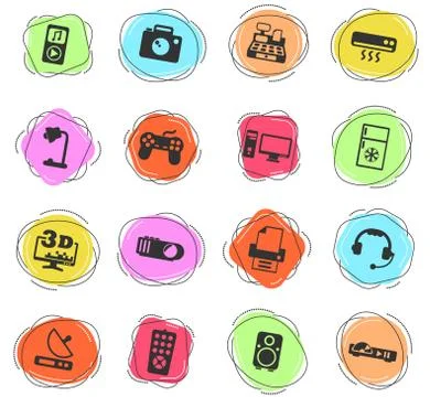 Electronics supermarket icon set 库存插图