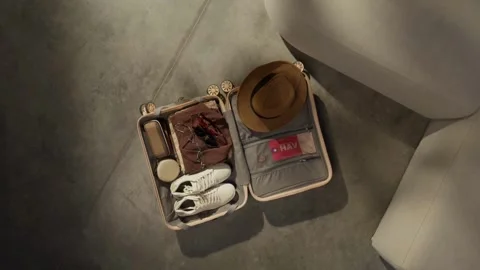 Electronics Surrounding a Bag, Workspace or Travel Tech Setup Concept Stock Footage 311705476