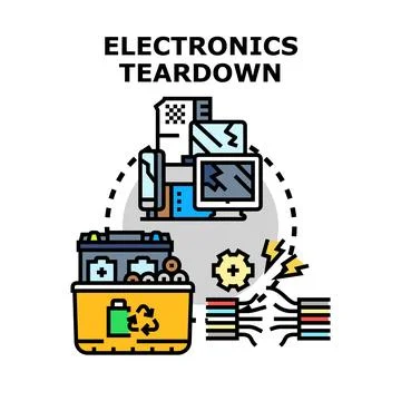 Electronics teardown for recycling and e waste management Illustrazione stock