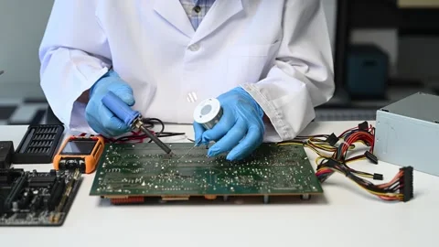 Electronics technician, electronic engineering electronic repair, electroni.. Video stock 312981891
