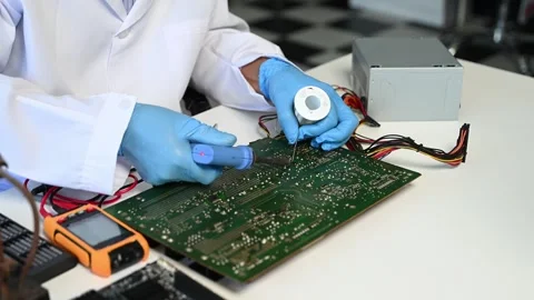 Electronics technician, electronic engineering electronic repair, electroni.. Video stock 312981897