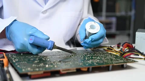 Electronics technician, electronic engineering electronic repair, electroni.. Video stock 312981906