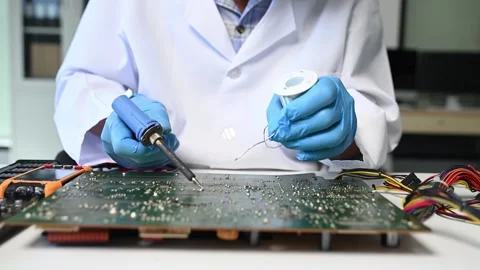 Electronics technician, electronic engineering electronic repair, electroni.. Video stock 312981926