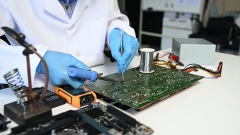 Electronics technician, electronic engineering electronic repair, electroni.. Video stock 312981938