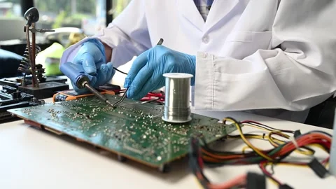 Electronics technician, electronic engineering electronic repair, electroni.. Stock Footage 312981943