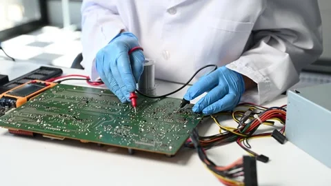 Electronics technician, electronic engineering electronic repair, electroni.. Video stock 312981963