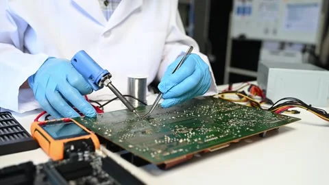 Electronics technician, electronic engineering electronic repair, electroni.. Video stock 312981971