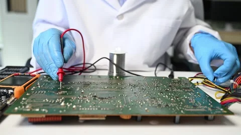 Electronics technician, electronic engineering electronic repair, electroni.. Video stock 312981981