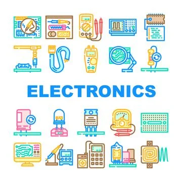 Electronics technician industry icons set vector Stockillustratie
