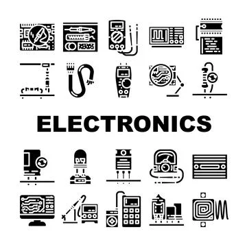 Electronics technician industry icons set vector イラスト素材