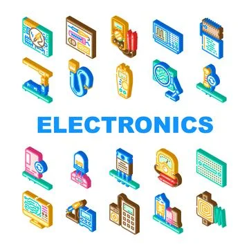 Electronics technician industry icons set vector Stockillustratie