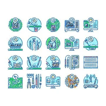 Electronics technician technology icons hand drawn Stockillustratie