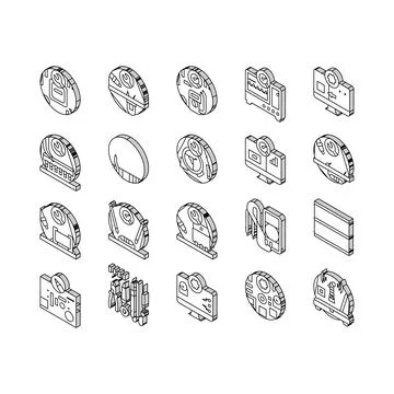 Electronics technician technology isometric icons set vector Illustrazione stock