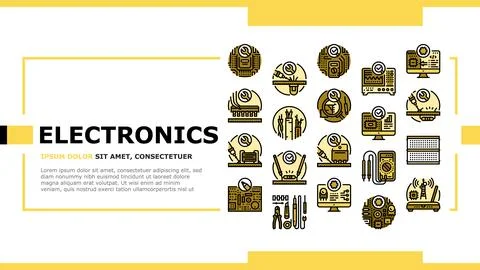 Electronics technician technology landing header vector Illustrazione stock