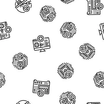 Electronics technician technology seamless pattern vector Stock Illustration